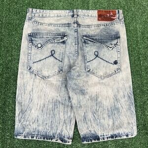 VTG Rocawear Shorts Mens 37x12" Blue Acid Wash Straight Denim Jean Flap Pckt Y2K